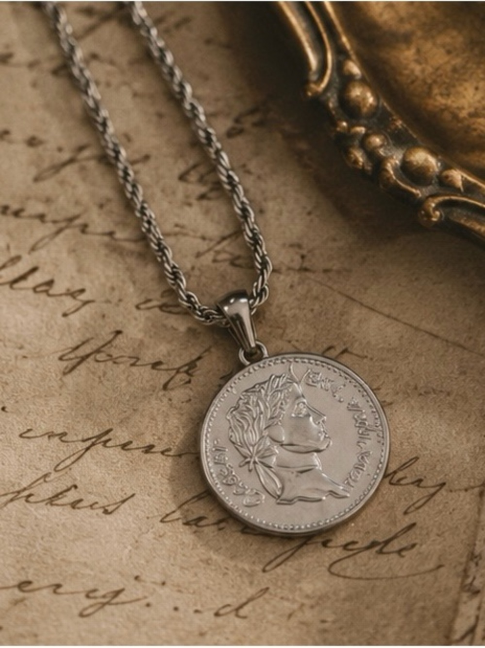 Ancient Roman Inspired Silver Coin Necklace